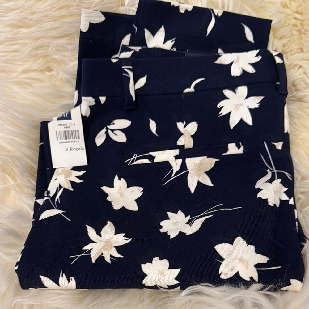 Floral Print Navy Pants